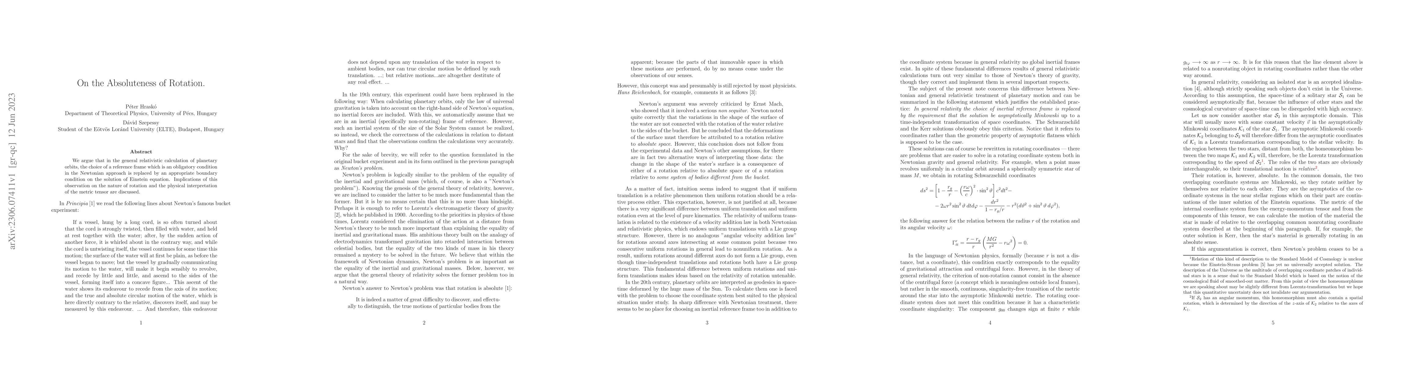 Thumbnail for On the Absoluteness of Rotation