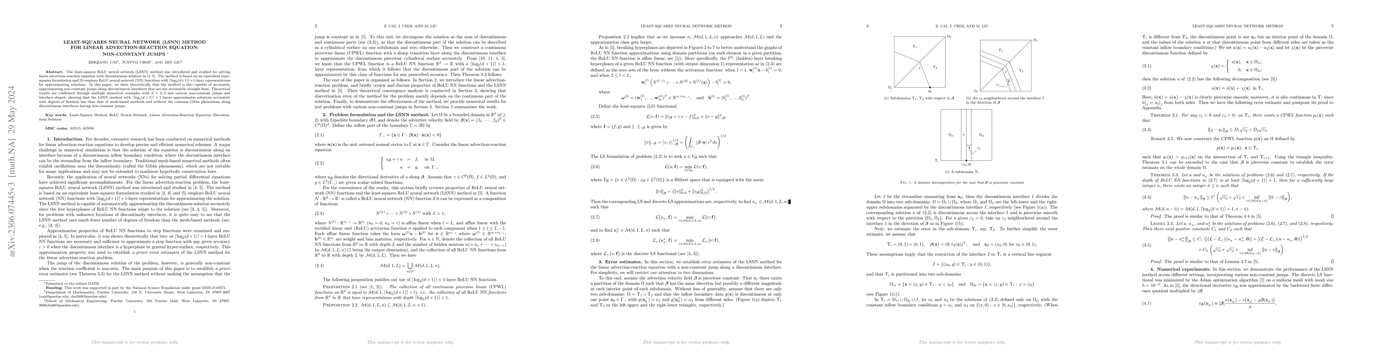 Thumbnail for Least-Squares Neural Network (LSNN) Method For Linear Advection-Reaction
  Equation: Non-constant Jumps