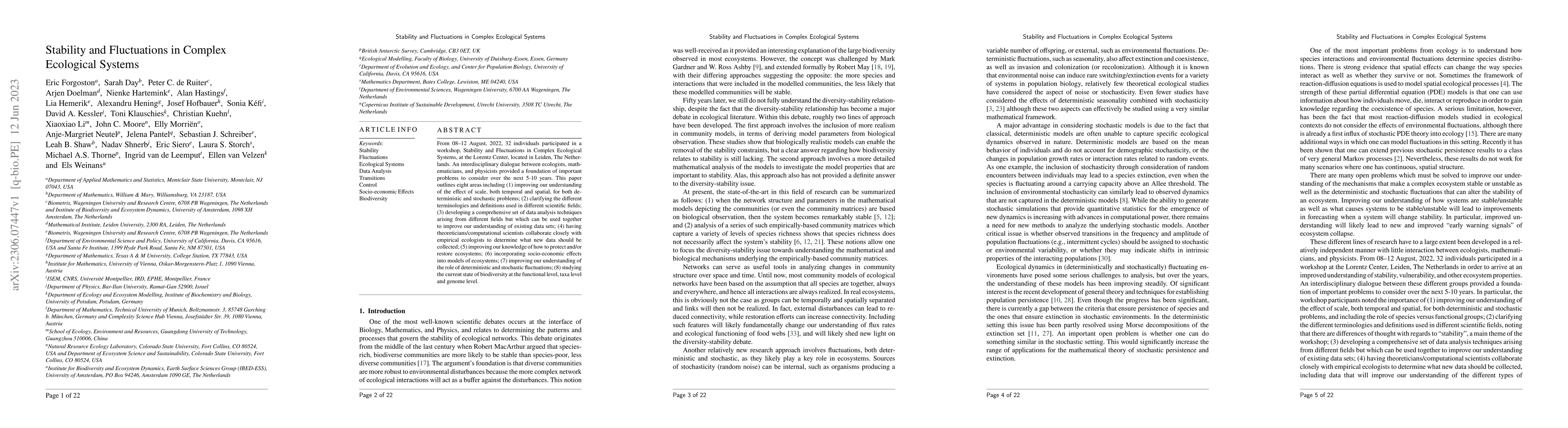 Thumbnail for Stability and Fluctuations in Complex Ecological Systems