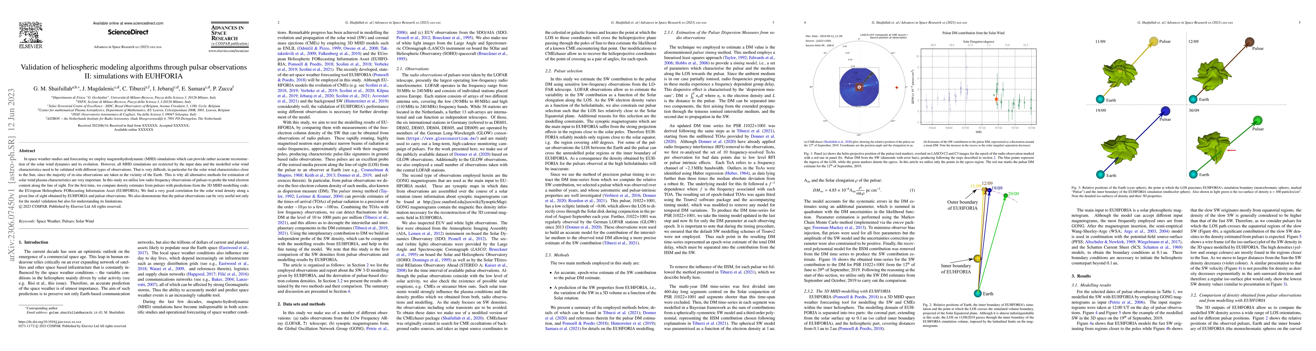 Thumbnail for Validation of heliospheric modeling algorithms through pulsar
  observations II: simulations with EUHFORIA