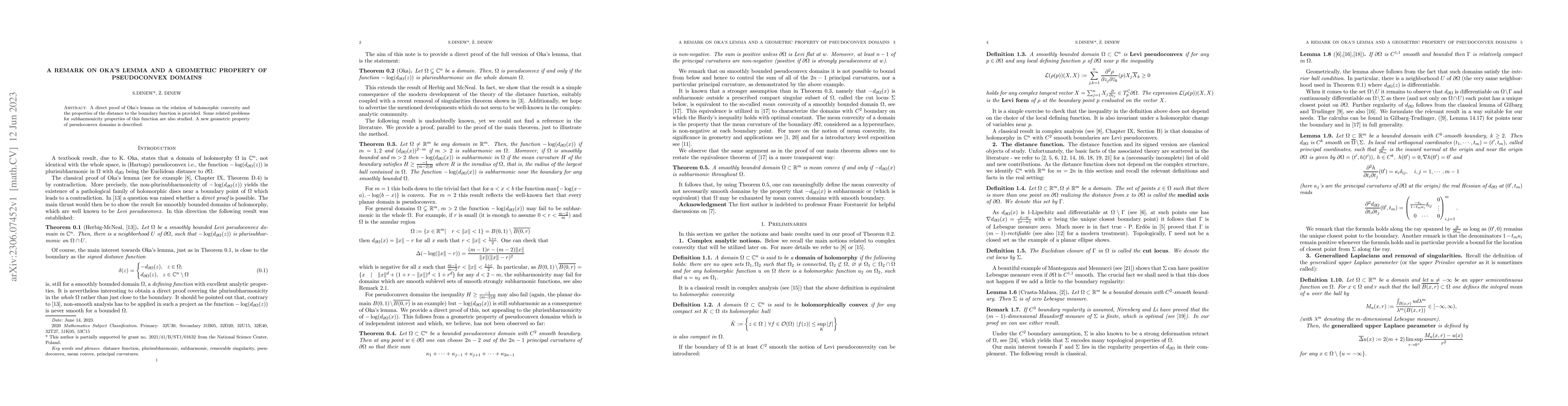 Thumbnail for A remark on Oka's lemma and a geometric property of pseudoconvex domains
