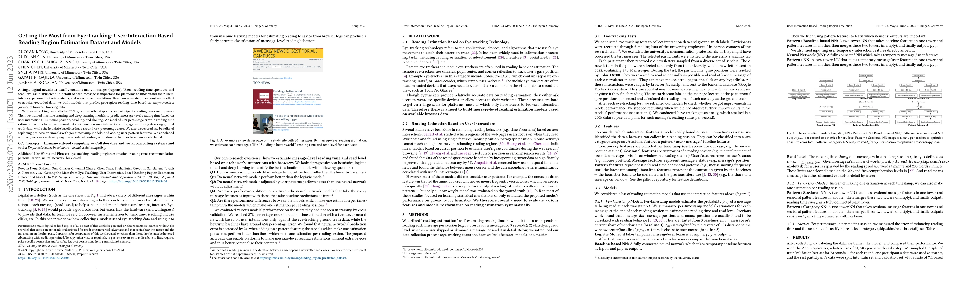 Thumbnail for Getting the Most from Eye-Tracking: User-Interaction Based Reading
  Region Estimation Dataset and Models