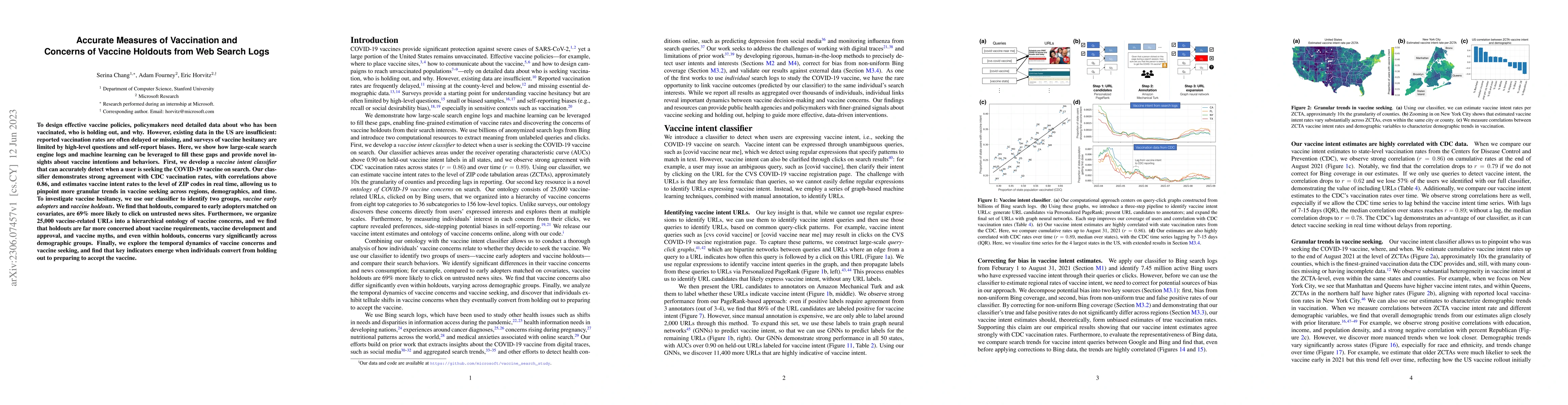 Thumbnail for Accurate Measures of Vaccination and Concerns of Vaccine Holdouts from
  Web Search Logs