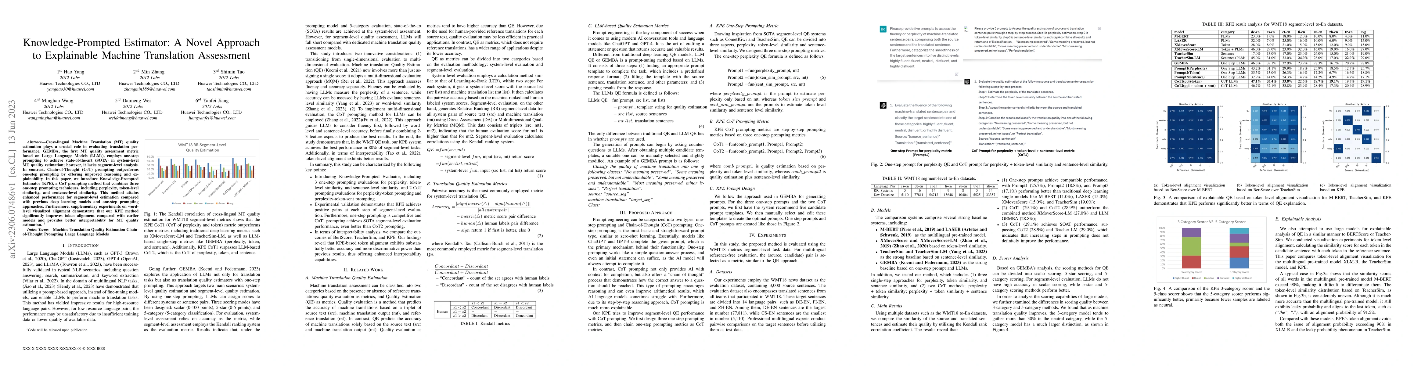 Thumbnail for Knowledge-Prompted Estimator: A Novel Approach to Explainable Machine
  Translation Assessment