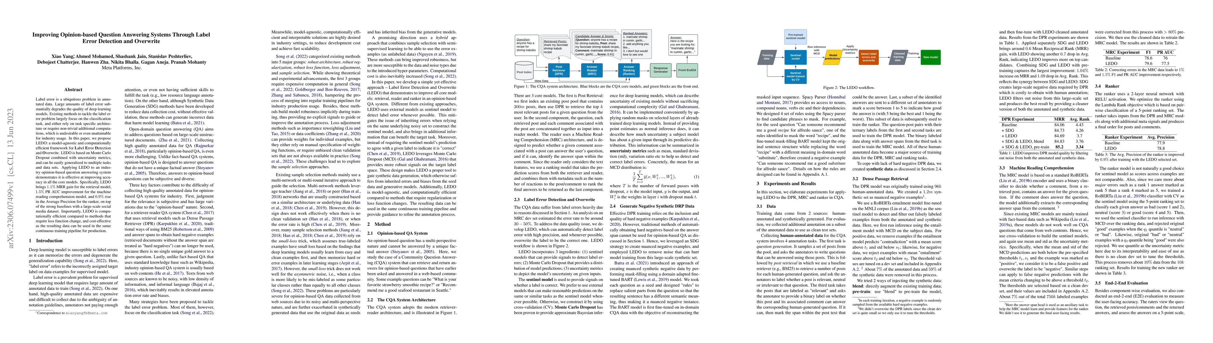 Thumbnail for Improving Opinion-based Question Answering Systems Through Label Error
  Detection and Overwrite