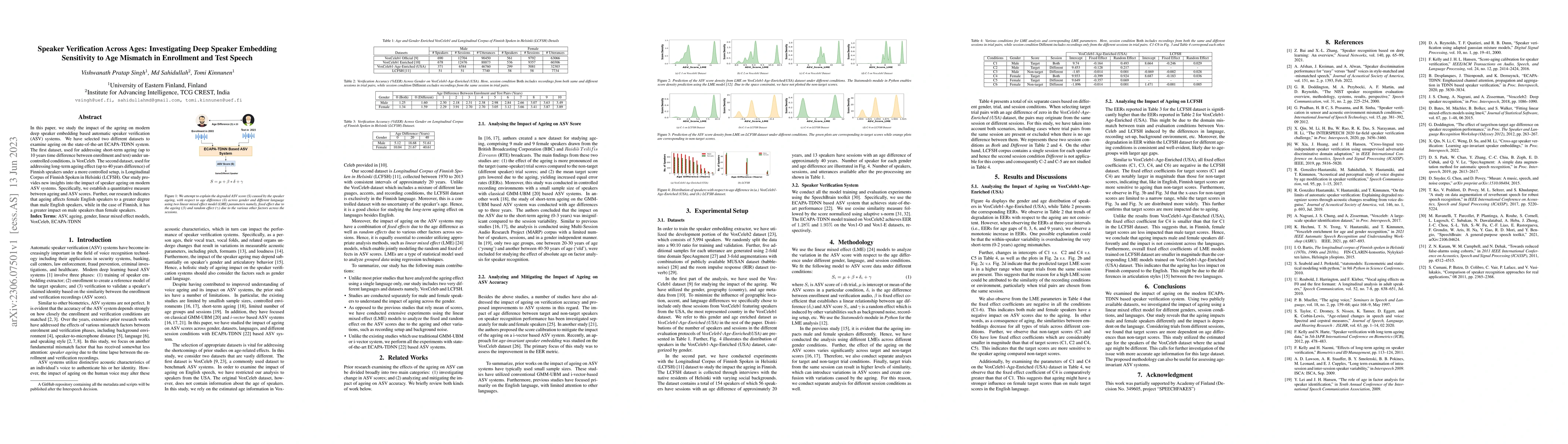 Thumbnail for Speaker Verification Across Ages: Investigating Deep Speaker Embedding
  Sensitivity to Age Mismatch in Enrollment and Test Speech