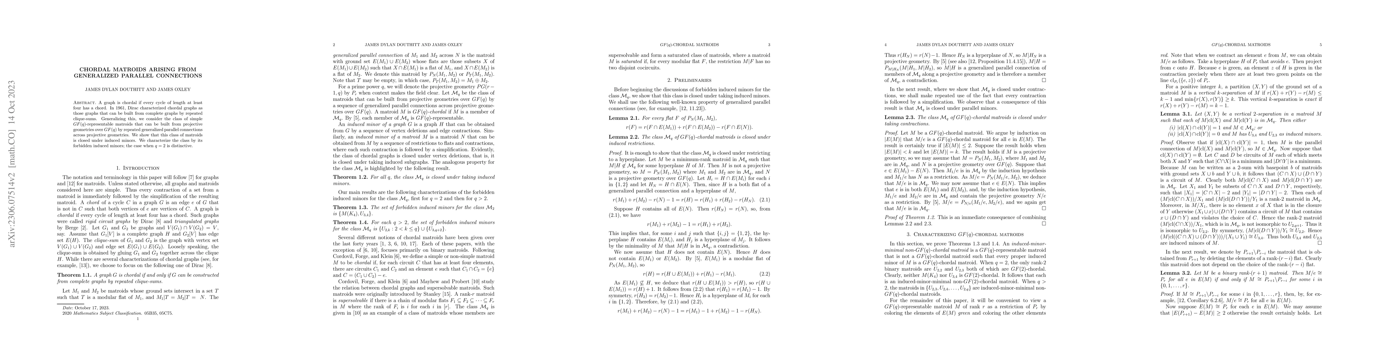 Thumbnail for Chordal matroids arising from generalized parallel connections