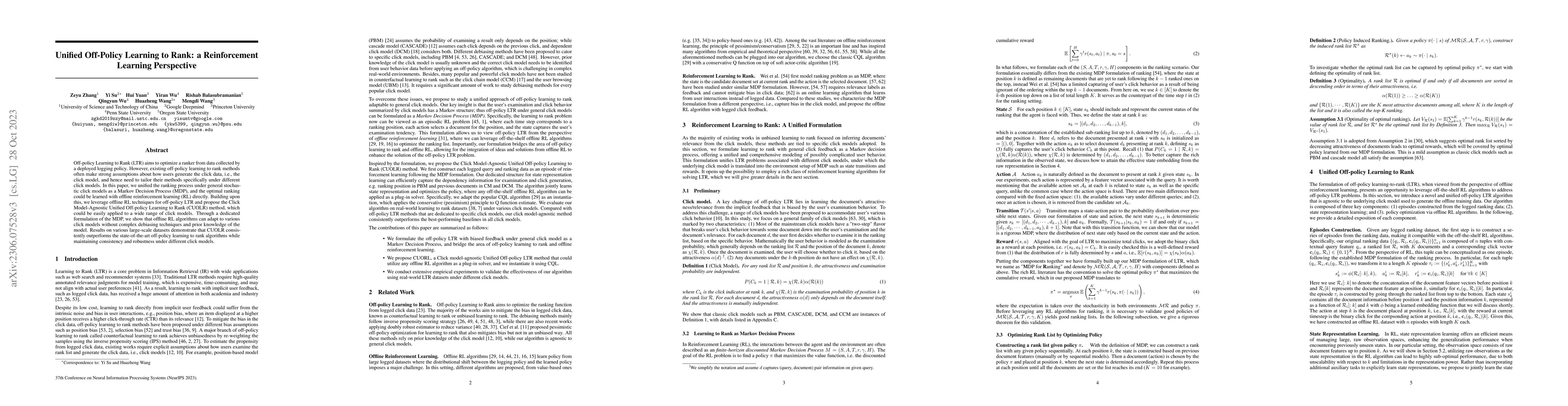 Thumbnail for Unified Off-Policy Learning to Rank: a Reinforcement Learning
  Perspective