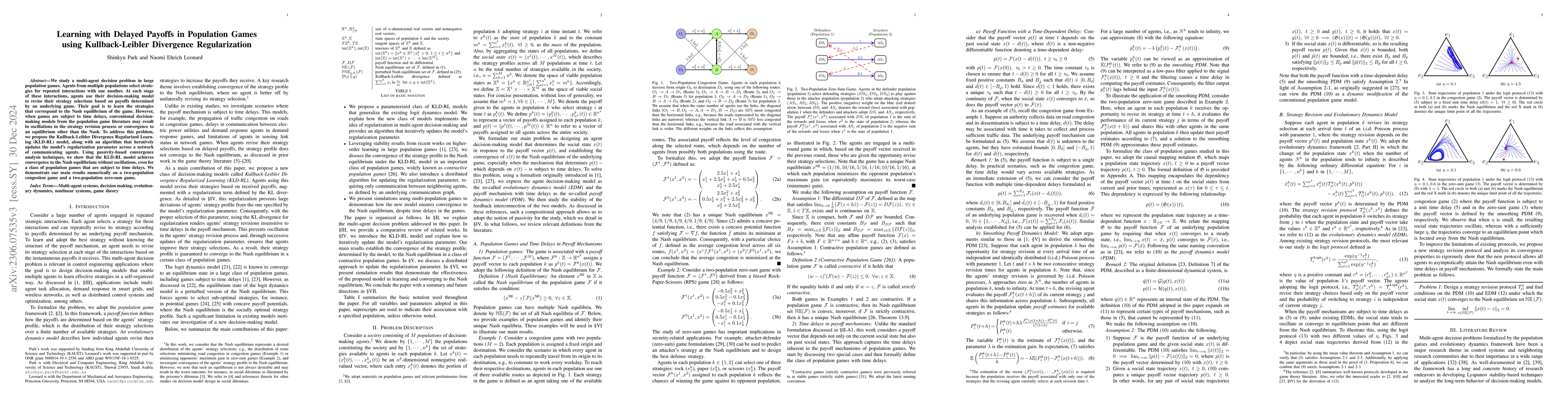 Thumbnail for Learning with Delayed Payoffs in Population Games using Kullback-Leibler
  Divergence Regularization