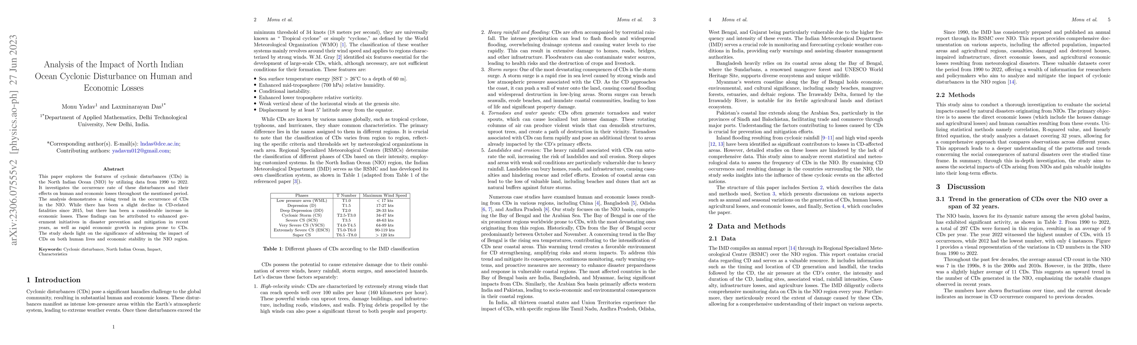 Thumbnail for Analysis of the Impact of North Indian Ocean Cyclonic Disturbance on
  Human and Economic Losses