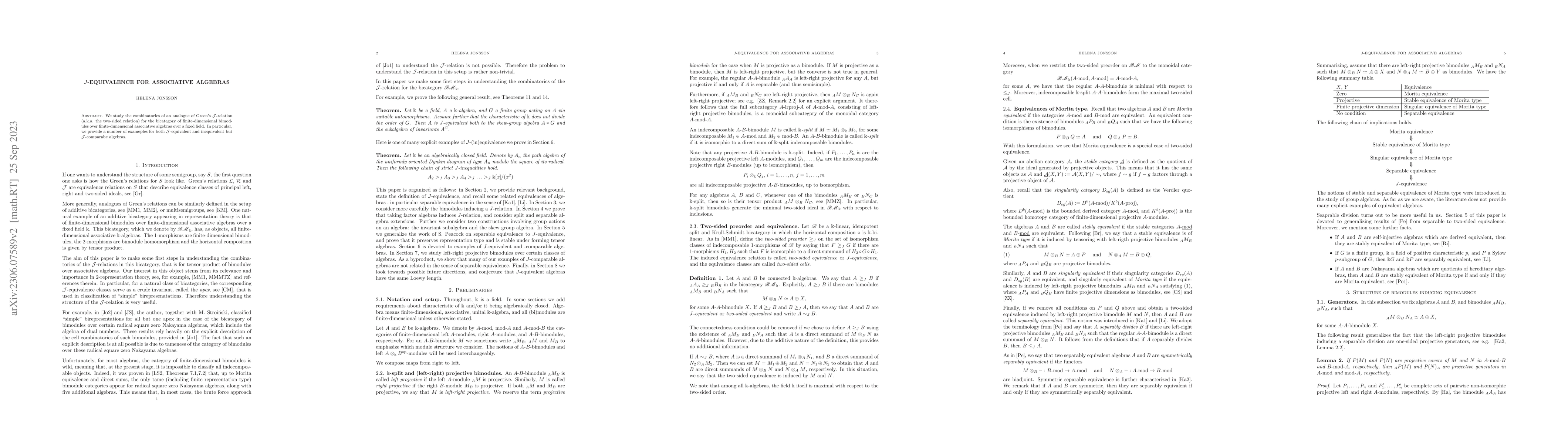 Thumbnail for $J$-equivalence for associative algebras