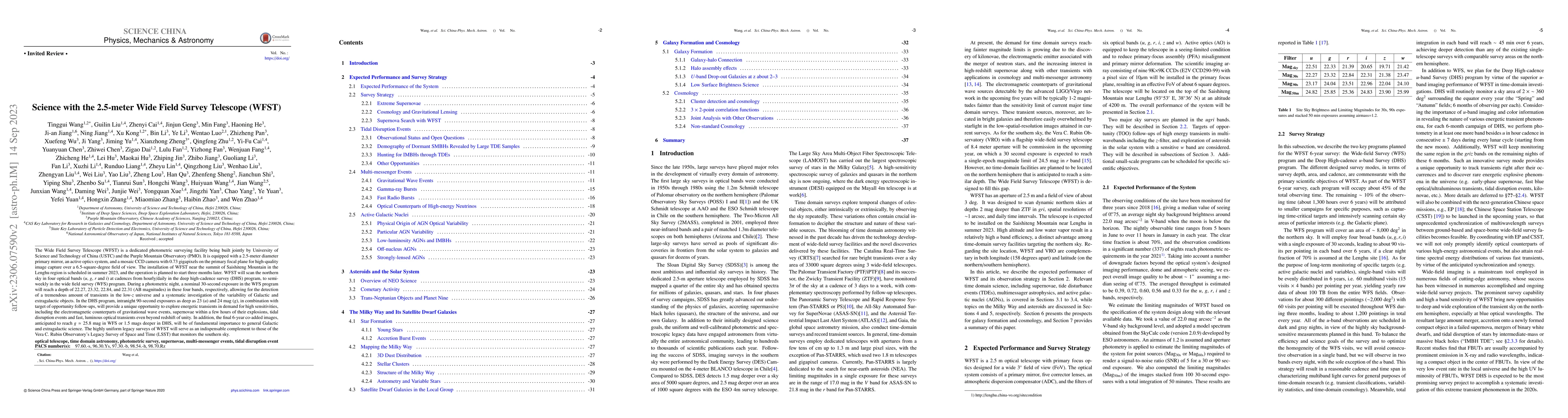 Thumbnail for Sciences with the 2.5-meter Wide Field Survey Telescope (WFST)