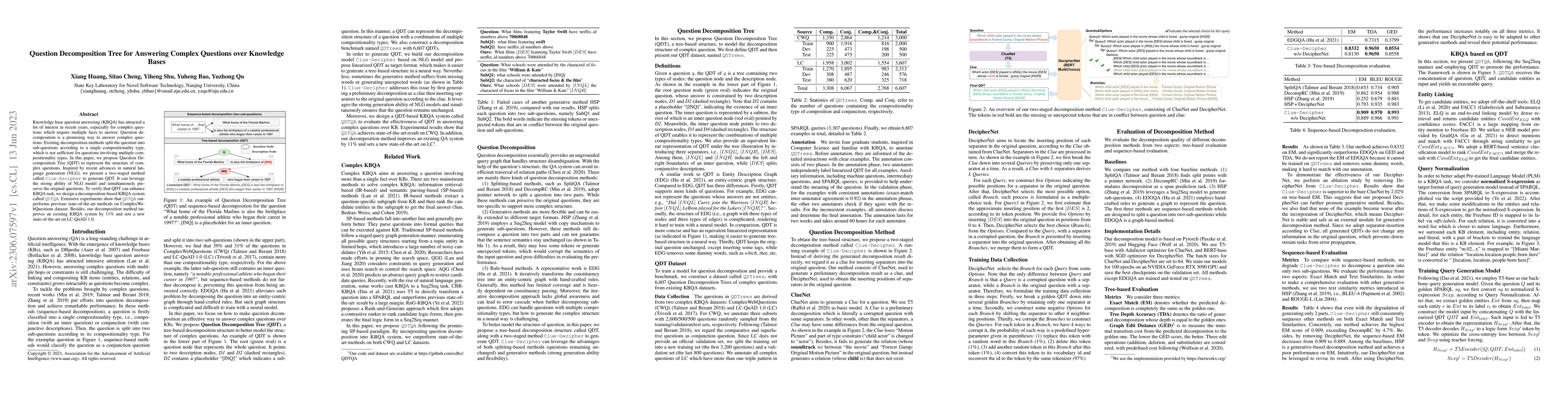 Thumbnail for Question Decomposition Tree for Answering Complex Questions over
  Knowledge Bases