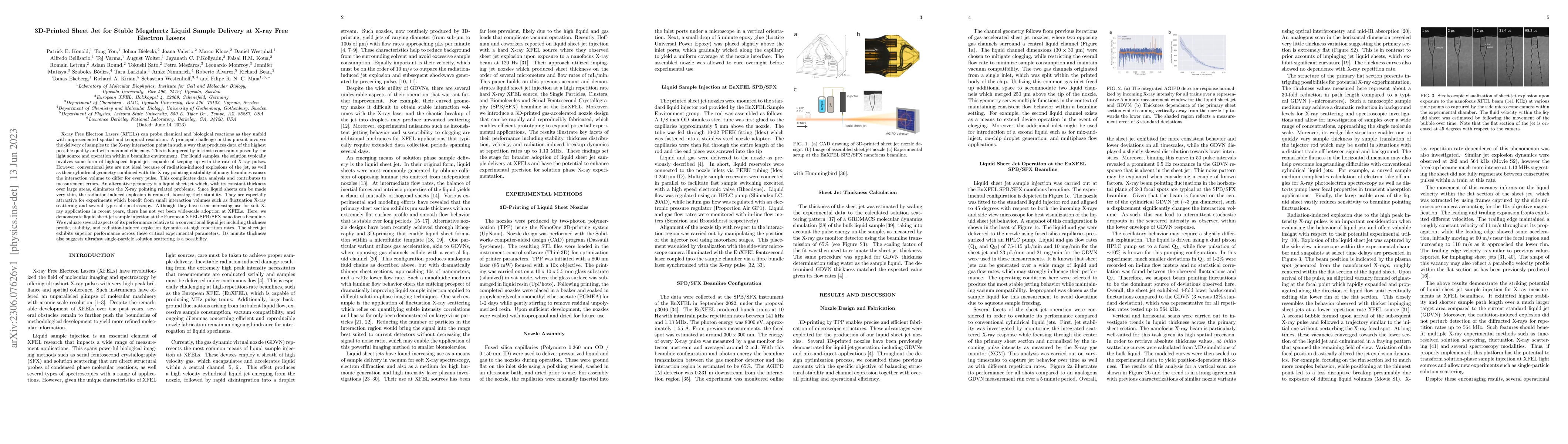 Thumbnail for 3D-Printed Sheet Jet for Stable Megahertz Liquid Sample Delivery at
  X-ray Free Electron Lasers