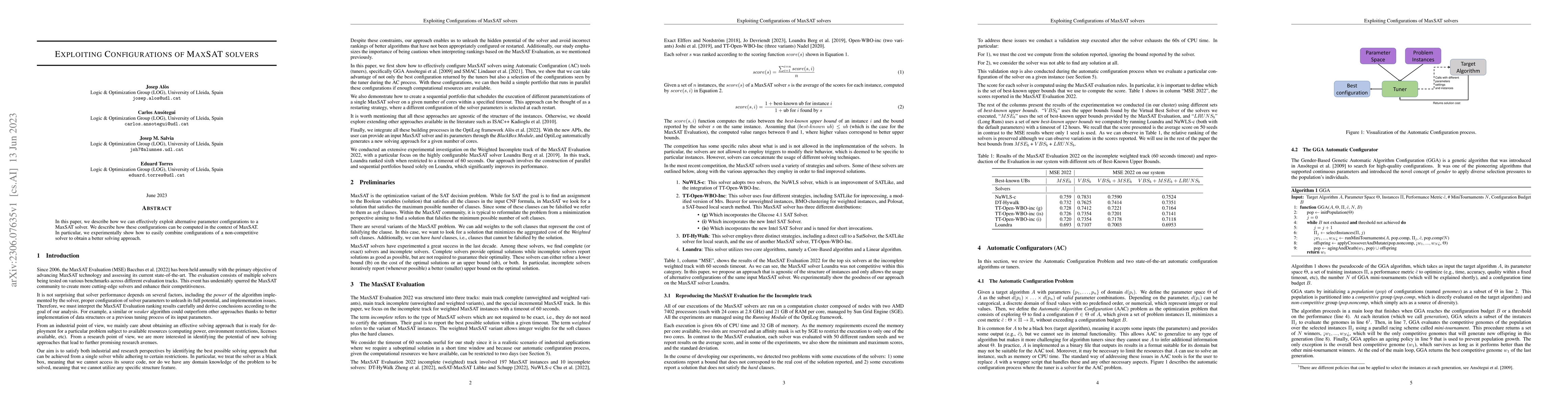 Thumbnail for Exploiting Configurations of MaxSAT Solvers