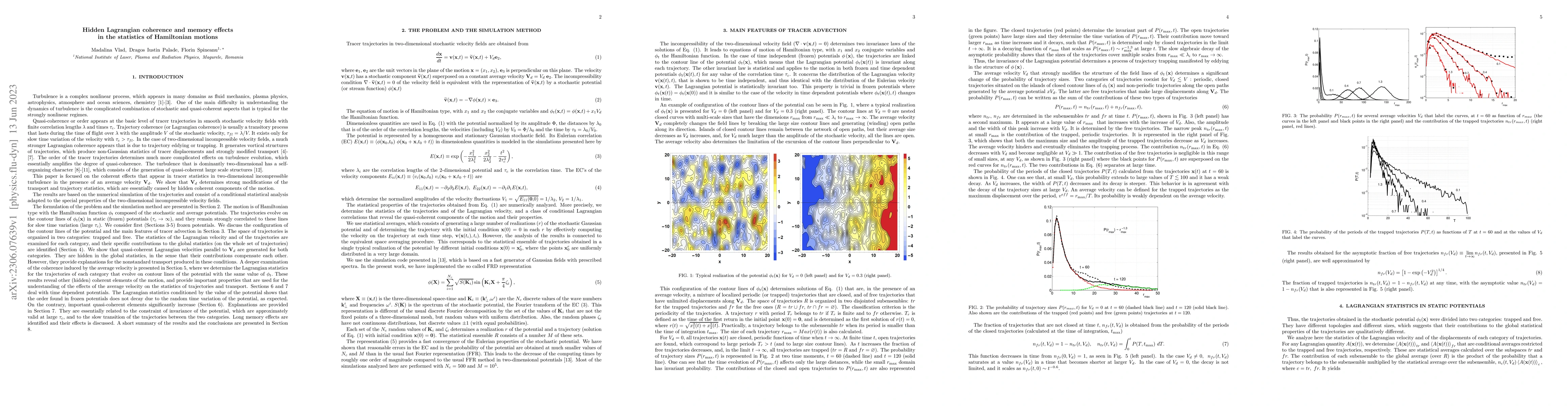 Thumbnail for Hidden Lagrangian coherence and memory effects in the statistics of
  Hamiltonian motions