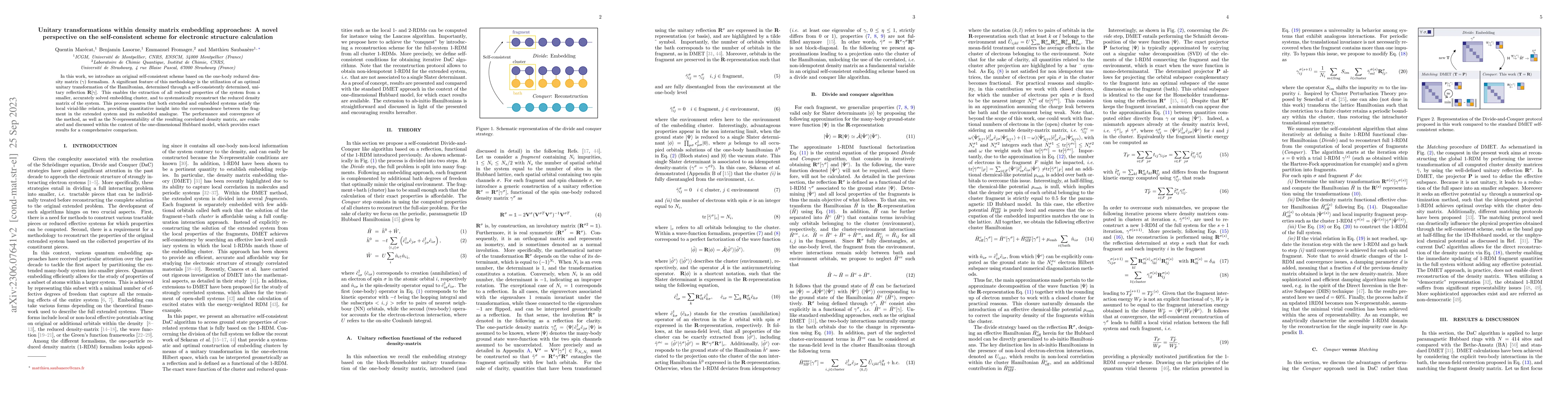 Thumbnail for Unitary transformations within density matrix embedding approaches: A
  novel perspective on the self-consistent scheme for electronic structure
  calculation
