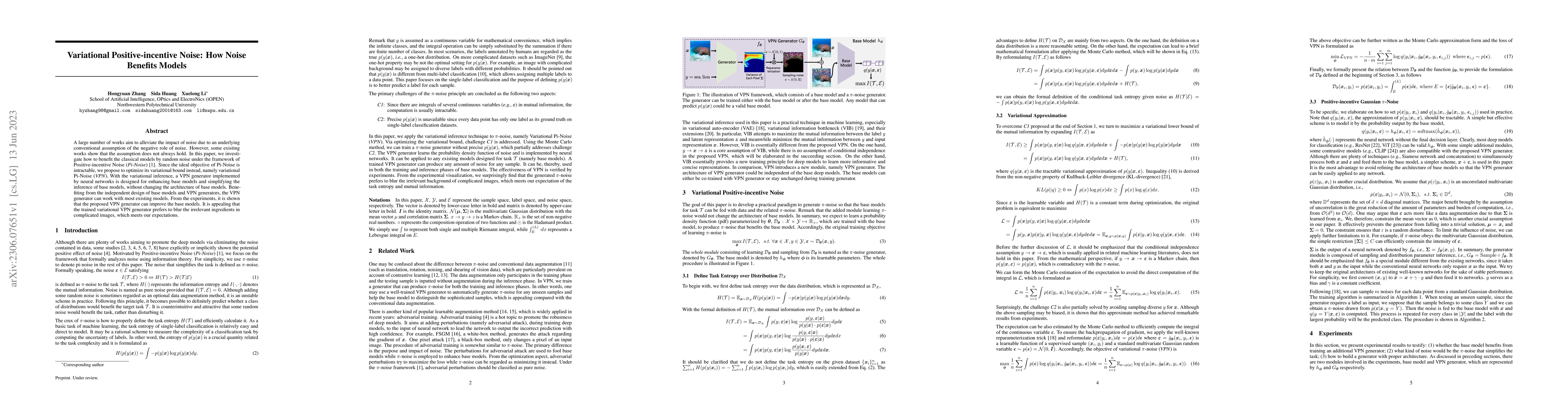 Thumbnail for Variational Positive-incentive Noise: How Noise Benefits Models