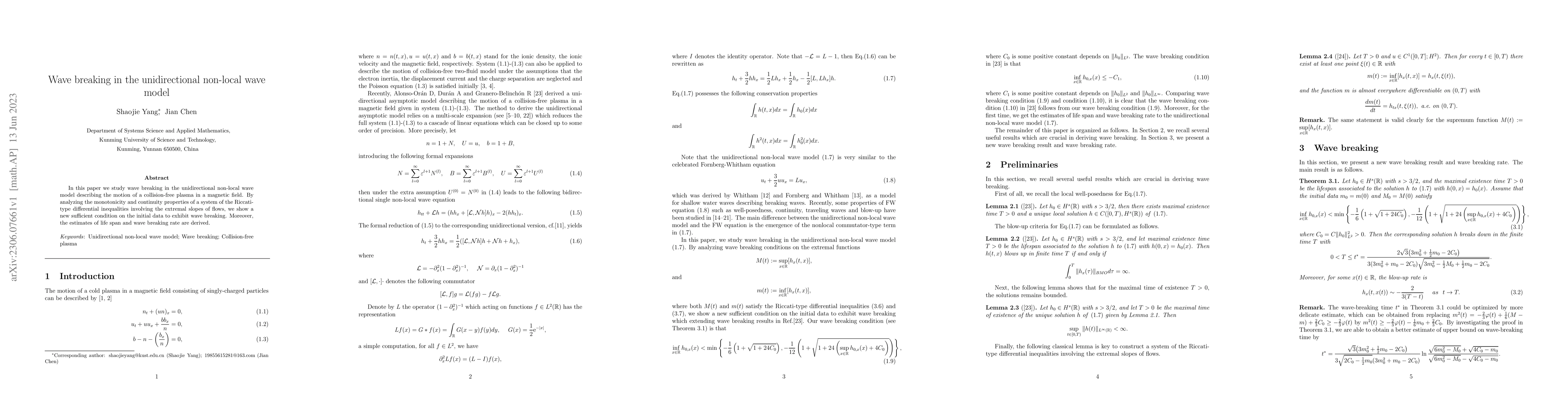 Thumbnail for Wave breaking in the unidirectional non-local wave model