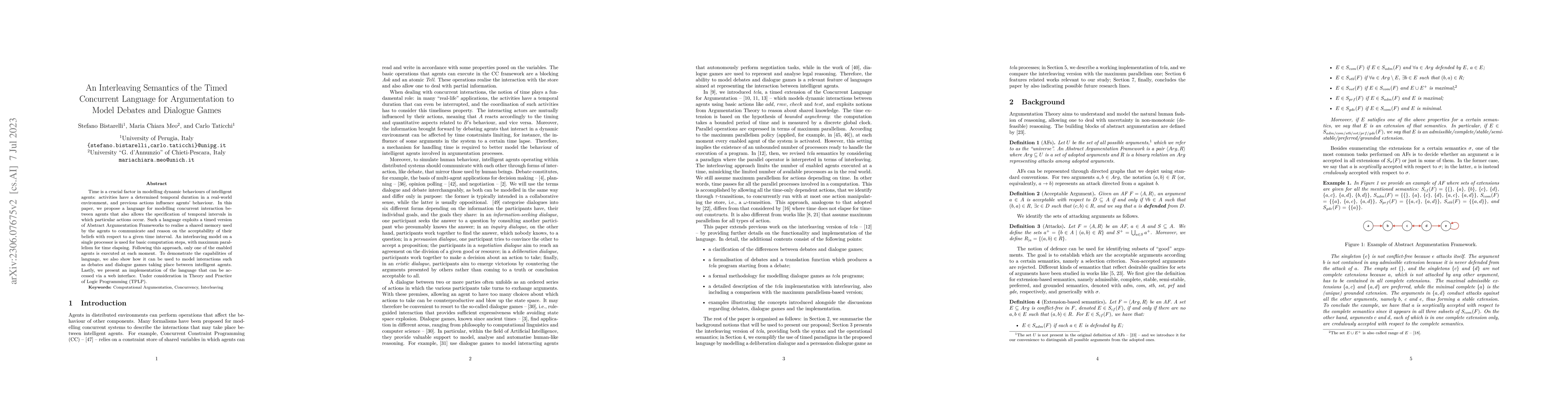 Thumbnail for An Interleaving Semantics of the Timed Concurrent Language for
  Argumentation to Model Debates and Dialogue Games