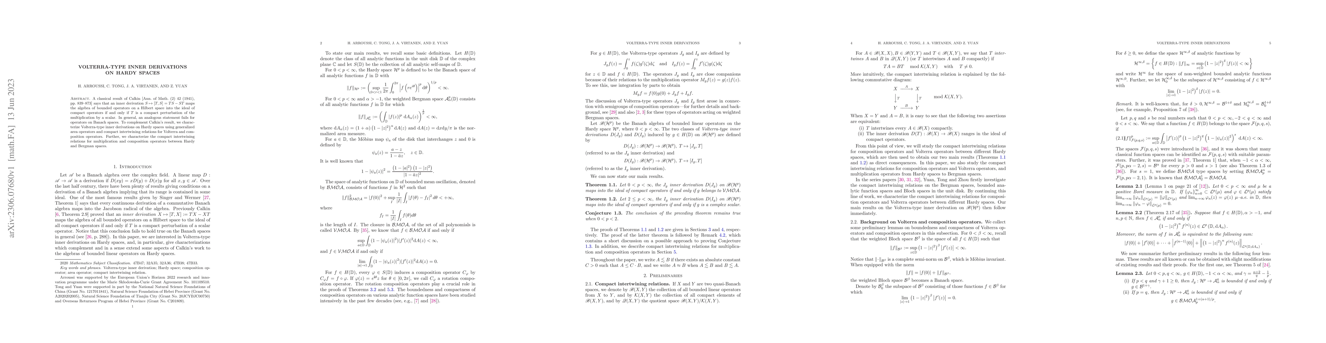 Thumbnail for Volterra-type inner derivations on Hardy spaces