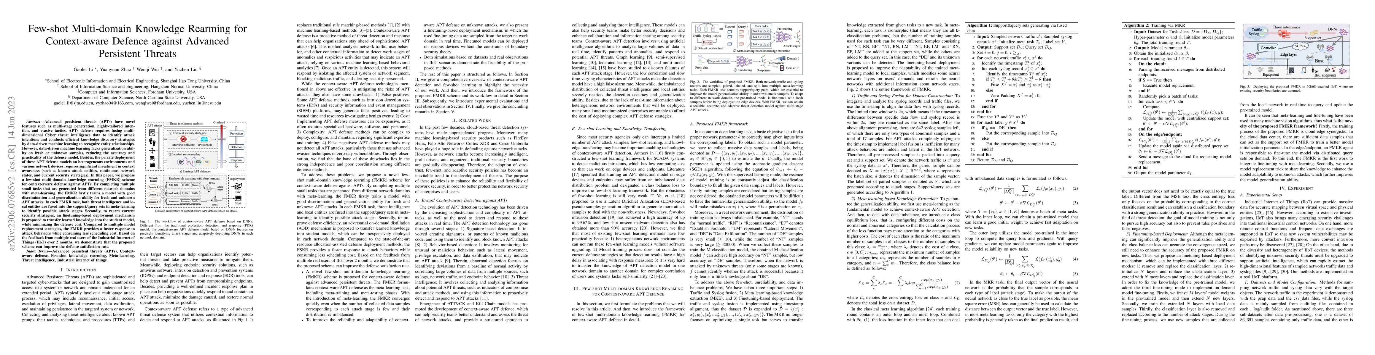 Thumbnail for Few-shot Multi-domain Knowledge Rearming for Context-aware Defence
  against Advanced Persistent Threats