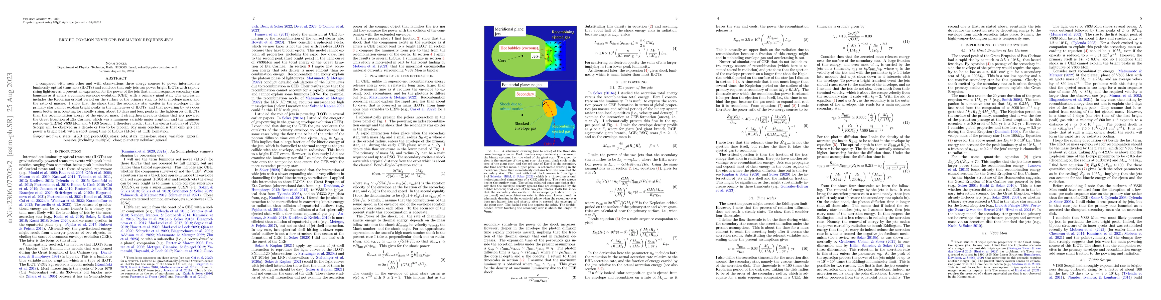 Thumbnail for Bright common envelope formation requires jets
