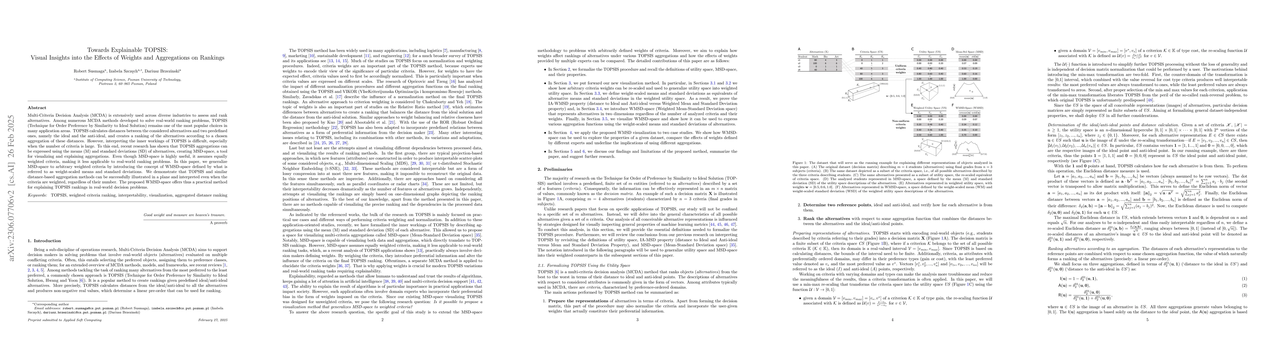 Thumbnail for Towards Explainable TOPSIS: Visual Insights into the Effects of Weights
  and Aggregations on Rankings