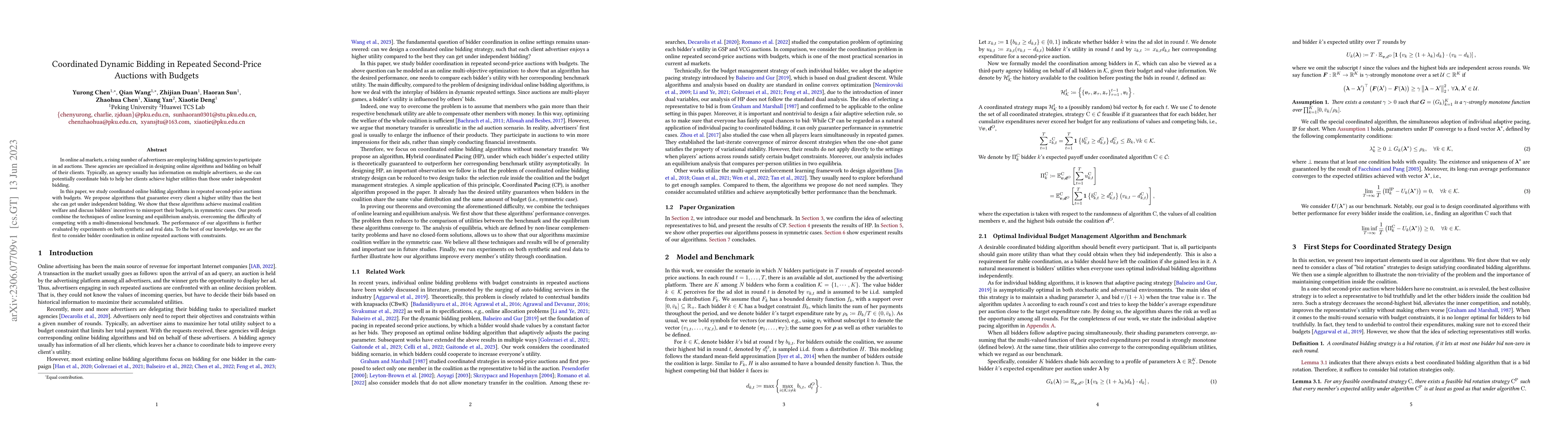 Thumbnail for Coordinated Dynamic Bidding in Repeated Second-Price Auctions with
  Budgets