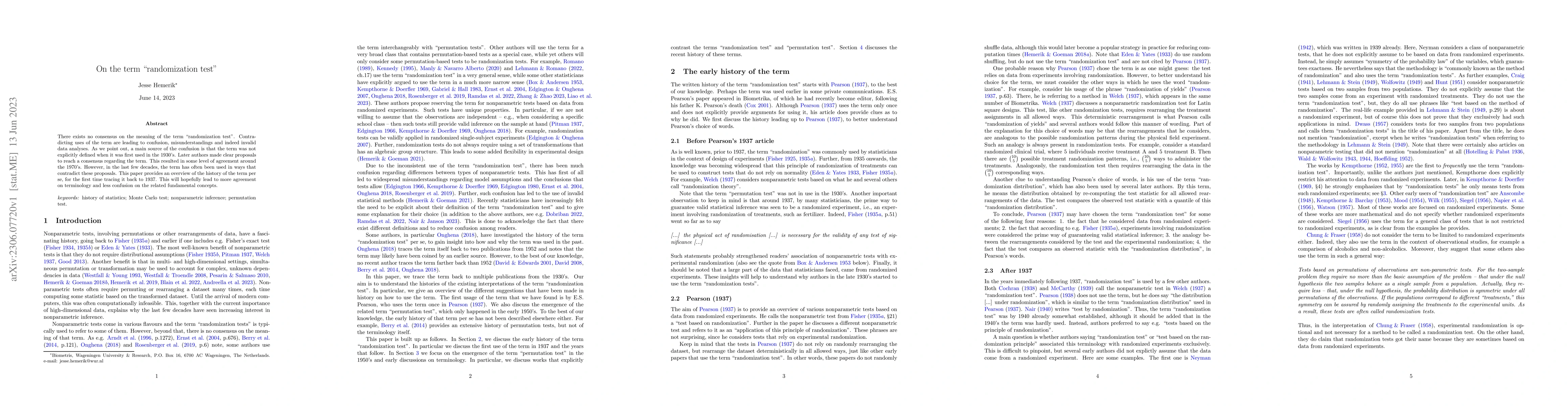 Thumbnail for On the term "randomization test"