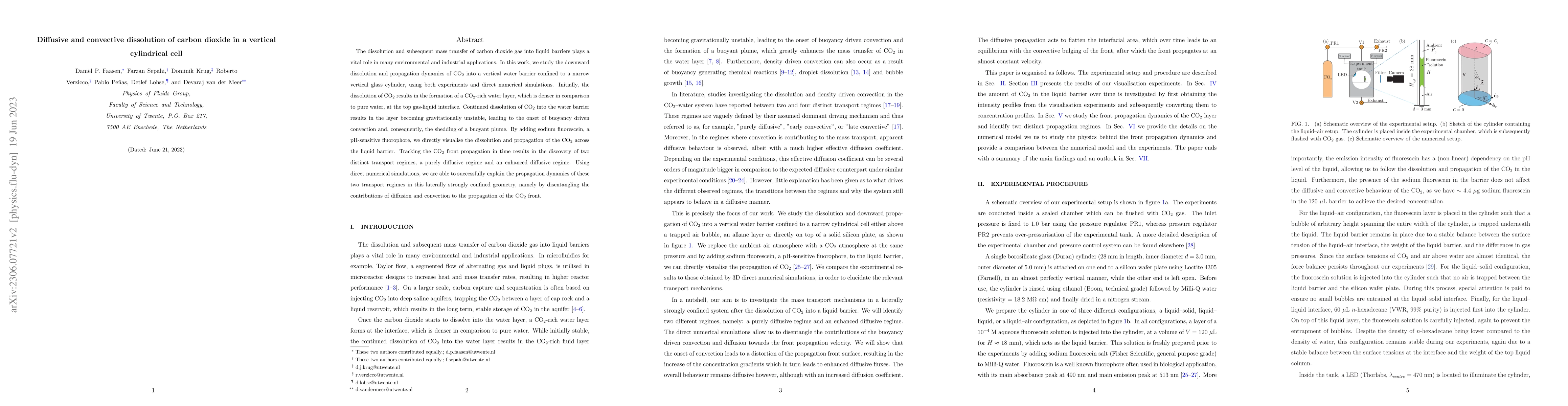 Thumbnail for Diffusive and convective dissolution of carbon dioxide in a vertical
  cylindrical cell