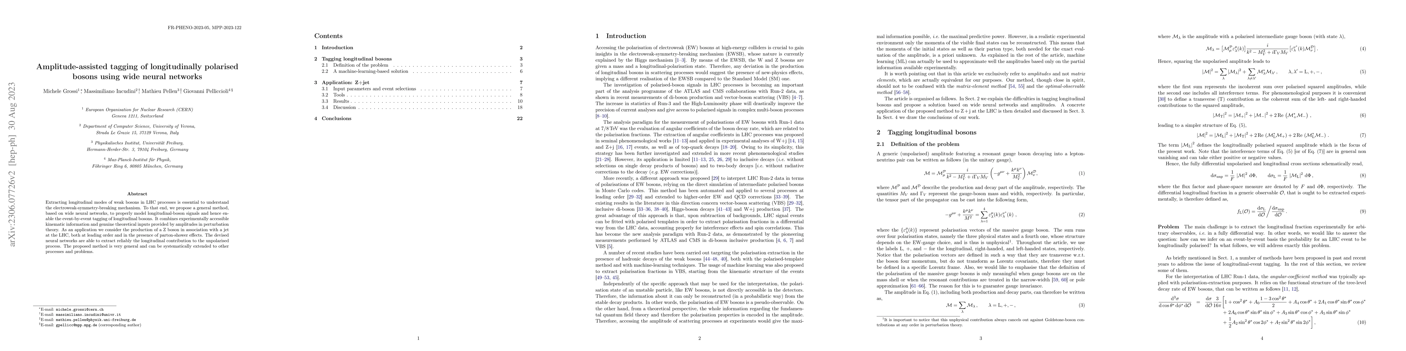 Thumbnail for Amplitude-assisted tagging of longitudinally polarised bosons using wide
  neural networks
