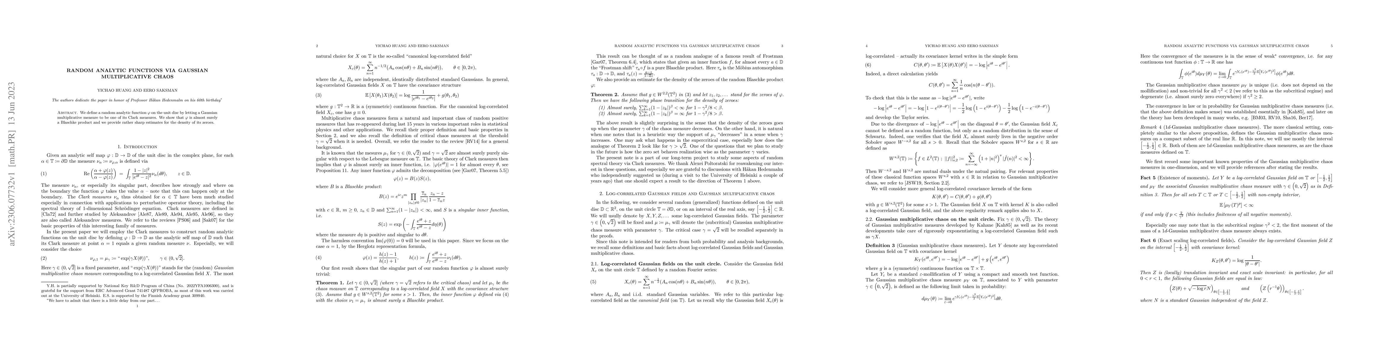 Thumbnail for Random analytic functions via Gaussian multiplicative chaos