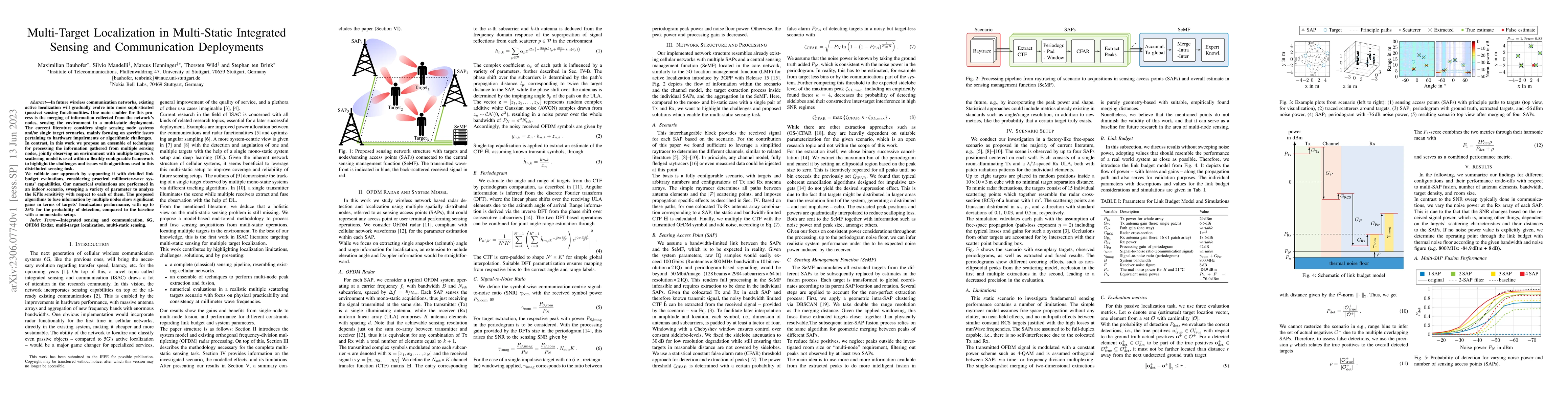 Thumbnail for Multi-Target Localization in Multi-Static Integrated Sensing and
  Communication Deployments