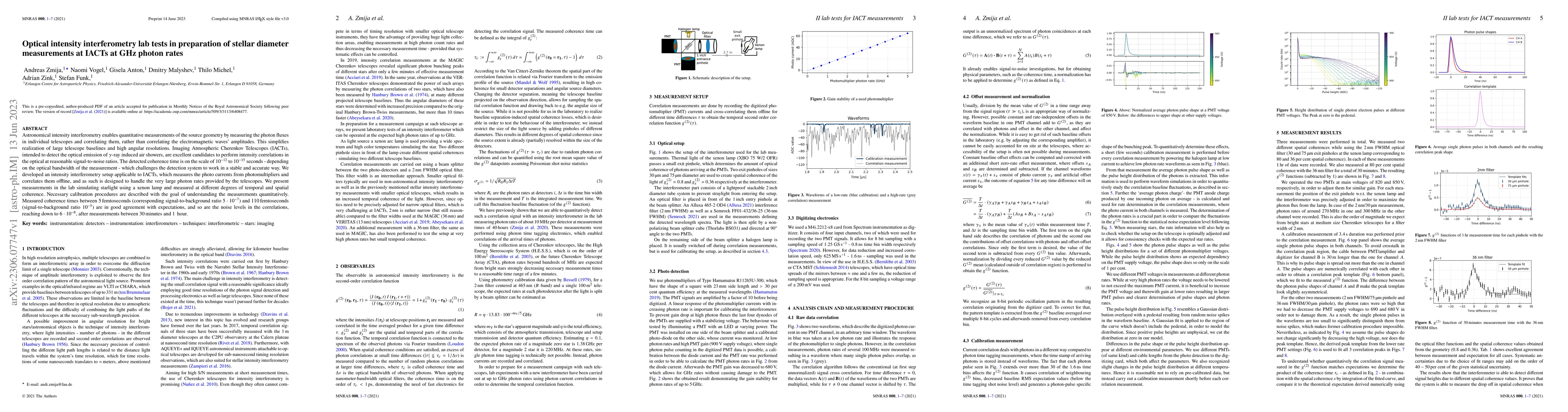 Thumbnail for Optical intensity interferometry lab tests in preparation of stellar
  diameter measurements at IACTs at GHz photon rates
