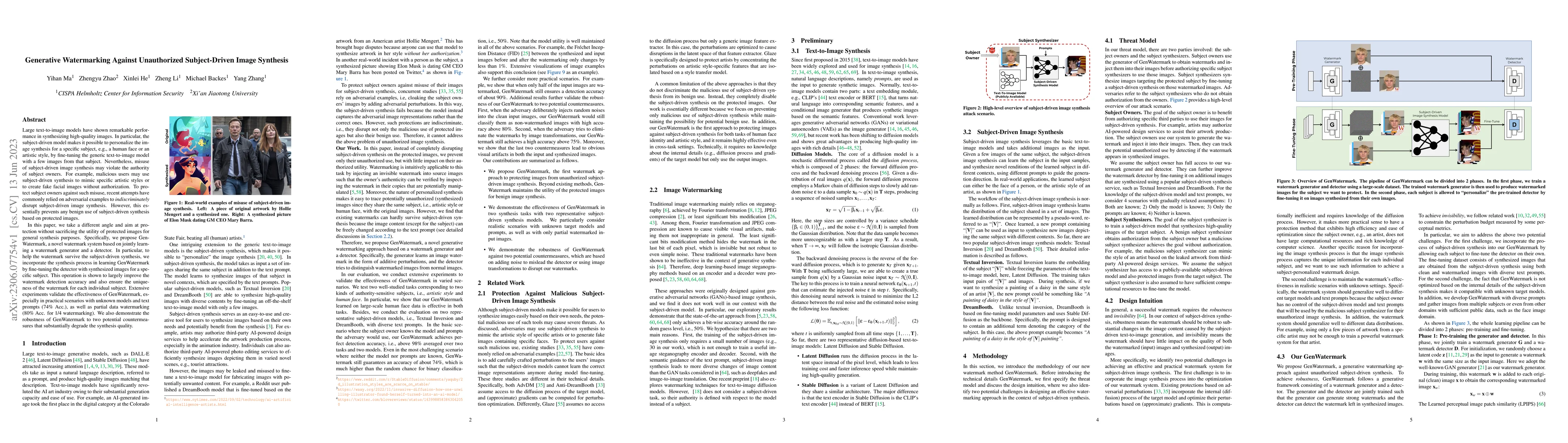 Thumbnail for Generative Watermarking Against Unauthorized Subject-Driven Image
  Synthesis
