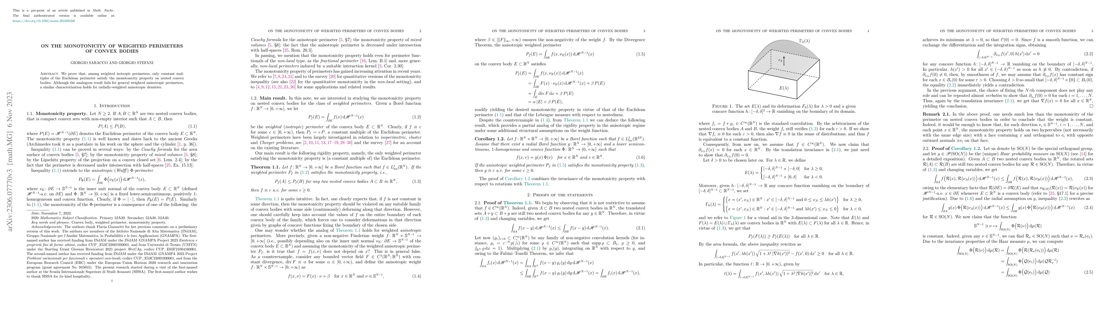 Thumbnail for On the monotonicity of weighted perimeters of convex bodies