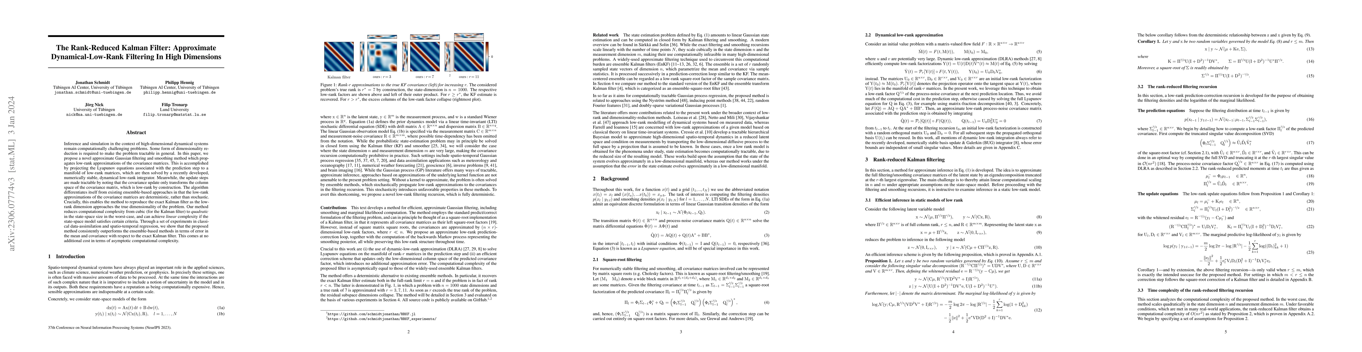 Thumbnail for The Rank-Reduced Kalman Filter: Approximate Dynamical-Low-Rank Filtering
  In High Dimensions