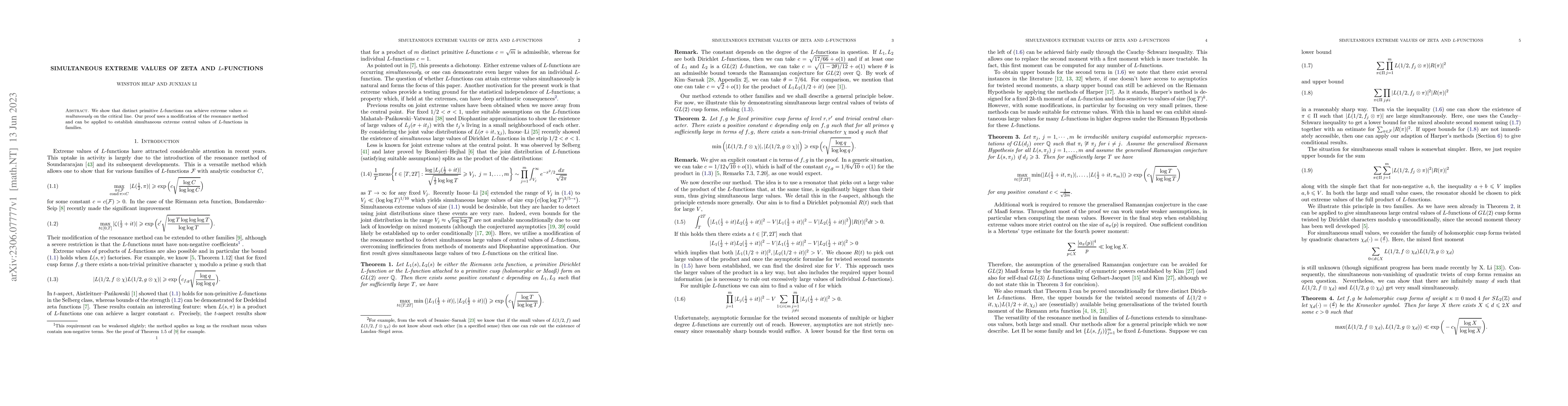 Thumbnail for Simultaneous extreme values of zeta and L-functions