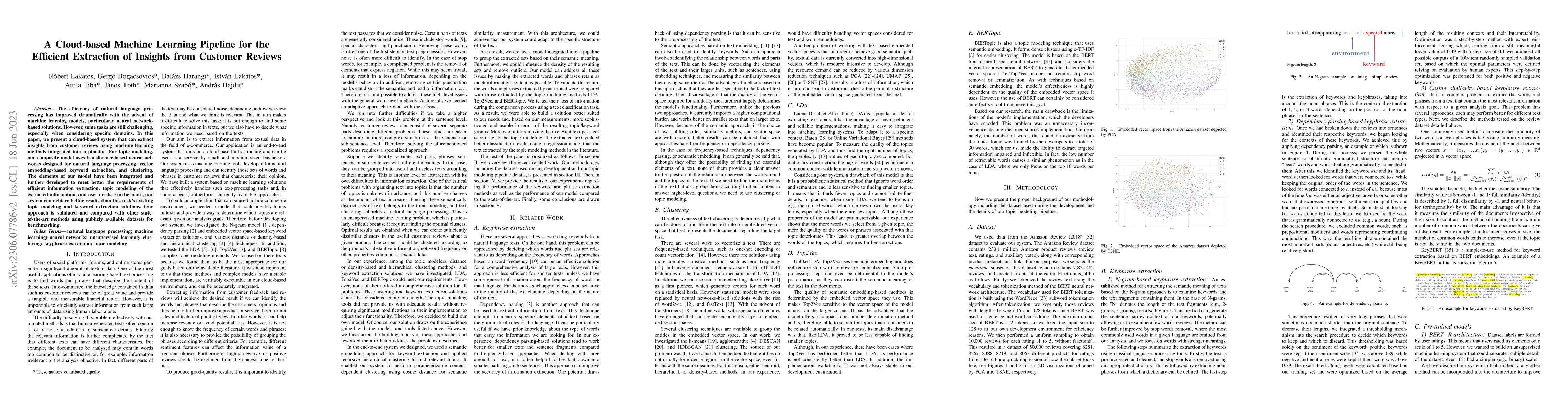 Thumbnail for A Cloud-based Machine Learning Pipeline for the Efficient Extraction of
  Insights from Customer Reviews