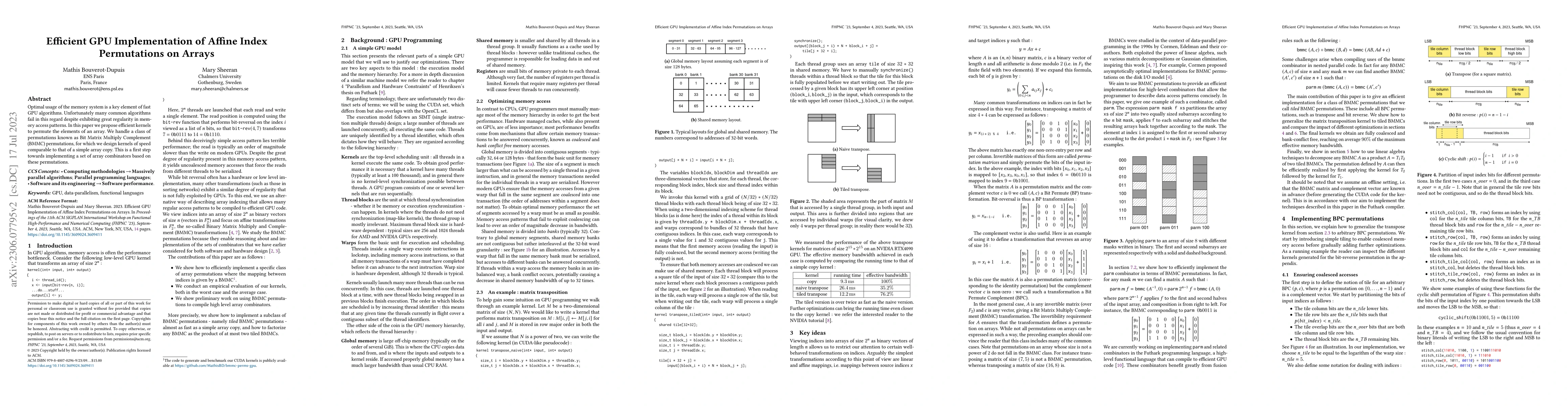 Thumbnail for Efficient GPU Implementation of Affine Index Permutations on Arrays