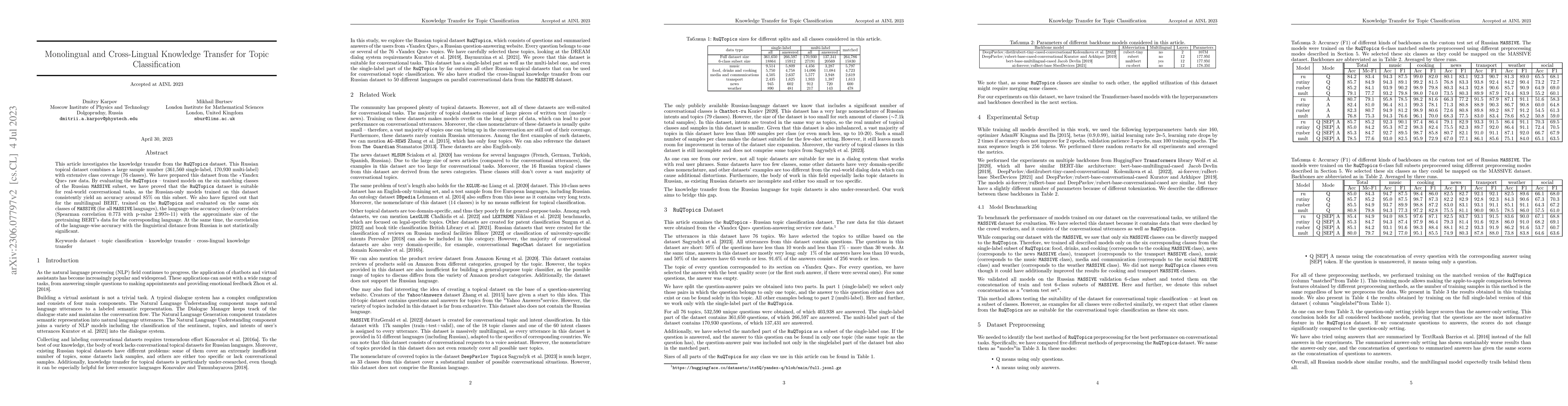 Thumbnail for Monolingual and Cross-Lingual Knowledge Transfer for Topic
  Classification