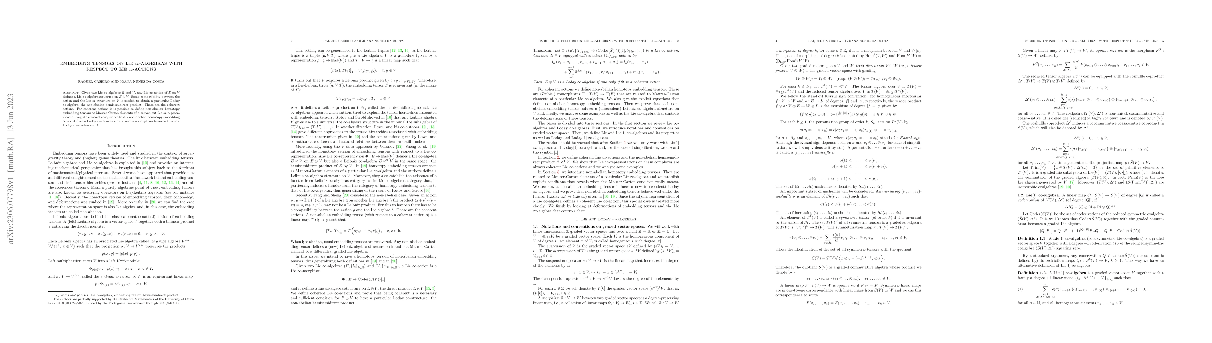 Thumbnail for Embedding tensors on Lie $\infty$-algebras with respect to Lie
  $\infty$-actions