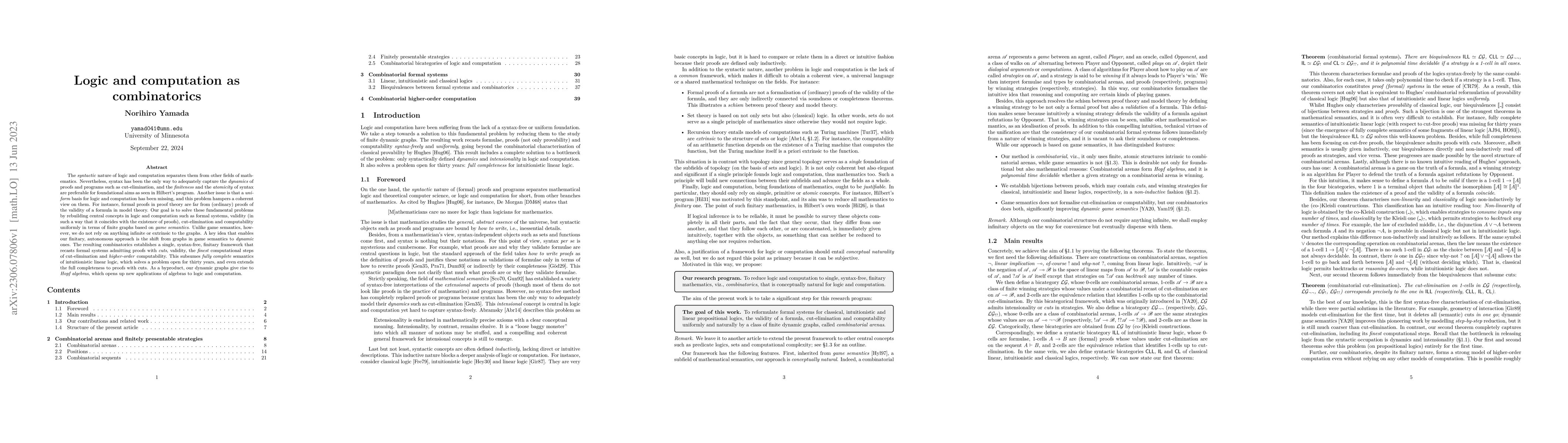 Thumbnail for Logic and computation as combinatorics