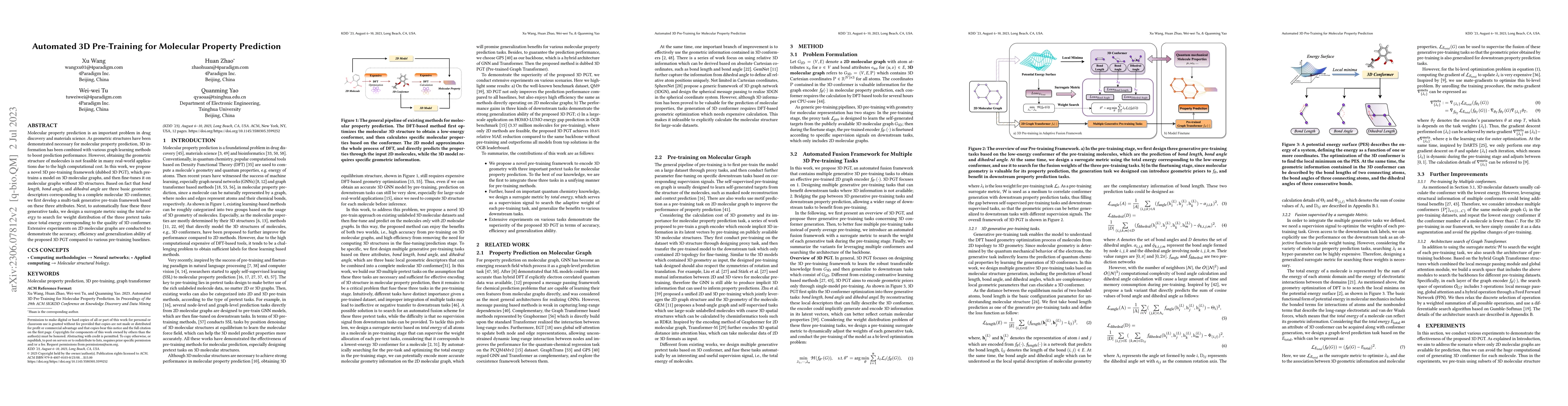 Thumbnail for Automated 3D Pre-Training for Molecular Property Prediction