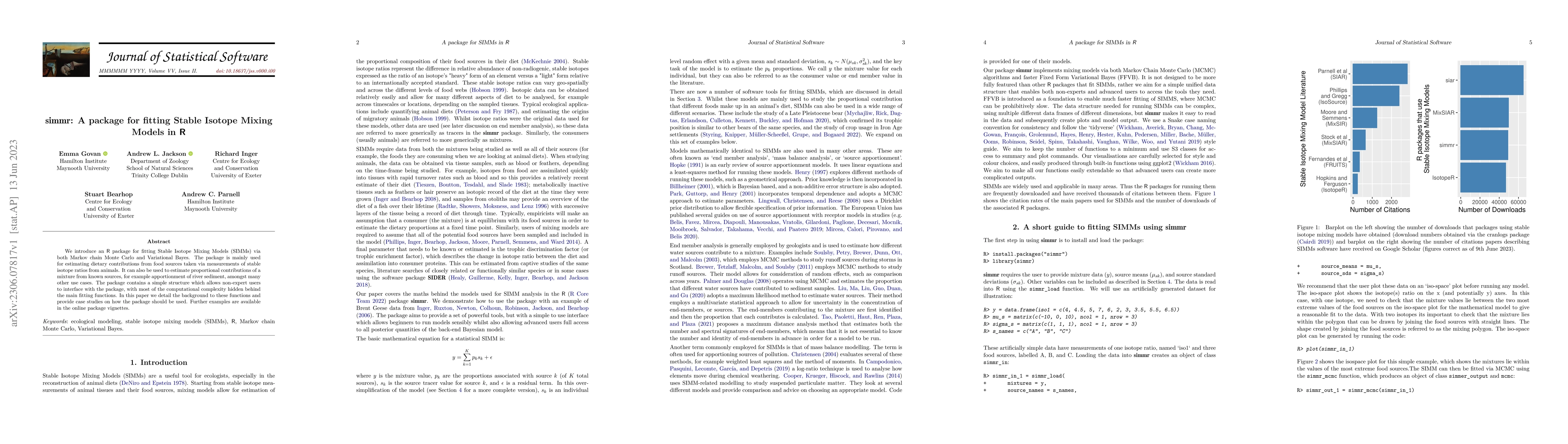 Thumbnail for simmr: A package for fitting Stable Isotope Mixing Models in R