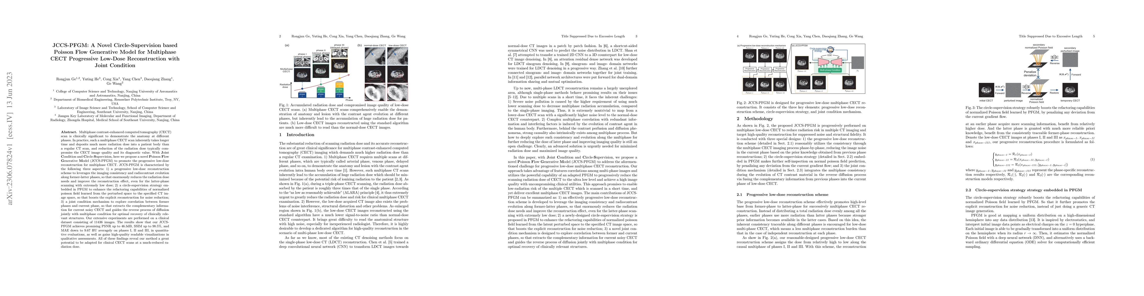 Thumbnail for JCCS-PFGM: A Novel Circle-Supervision based Poisson Flow Generative
  Model for Multiphase CECT Progressive Low-Dose Reconstruction with Joint
  Condition