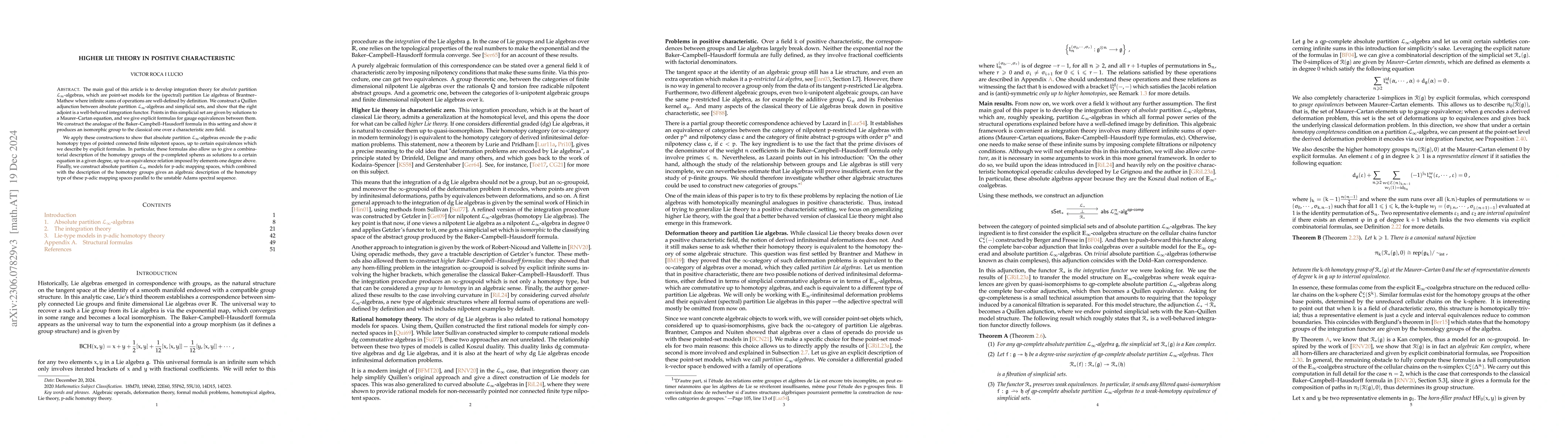 Thumbnail for Higher Lie theory in positive characteristic