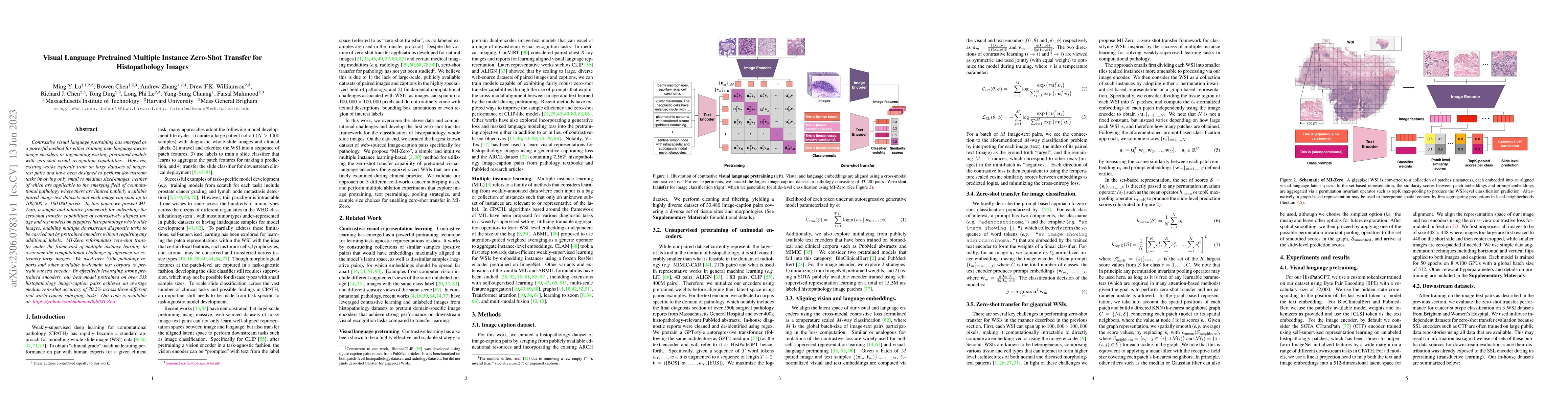 Thumbnail for Visual Language Pretrained Multiple Instance Zero-Shot Transfer for
  Histopathology Images