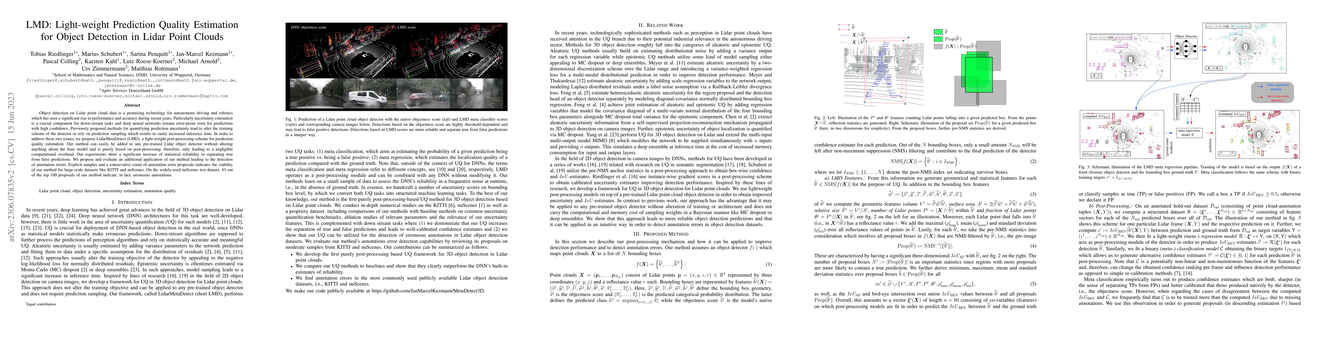 Thumbnail for LMD: Light-weight Prediction Quality Estimation for Object Detection in
  Lidar Point Clouds